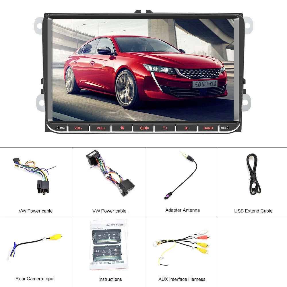 

AMPrime Car Multimedia 9'' Car Radio Audio Bluetooth Capacitance Touch Screen MP5 Player FM Radio Android Mirror Link for VW