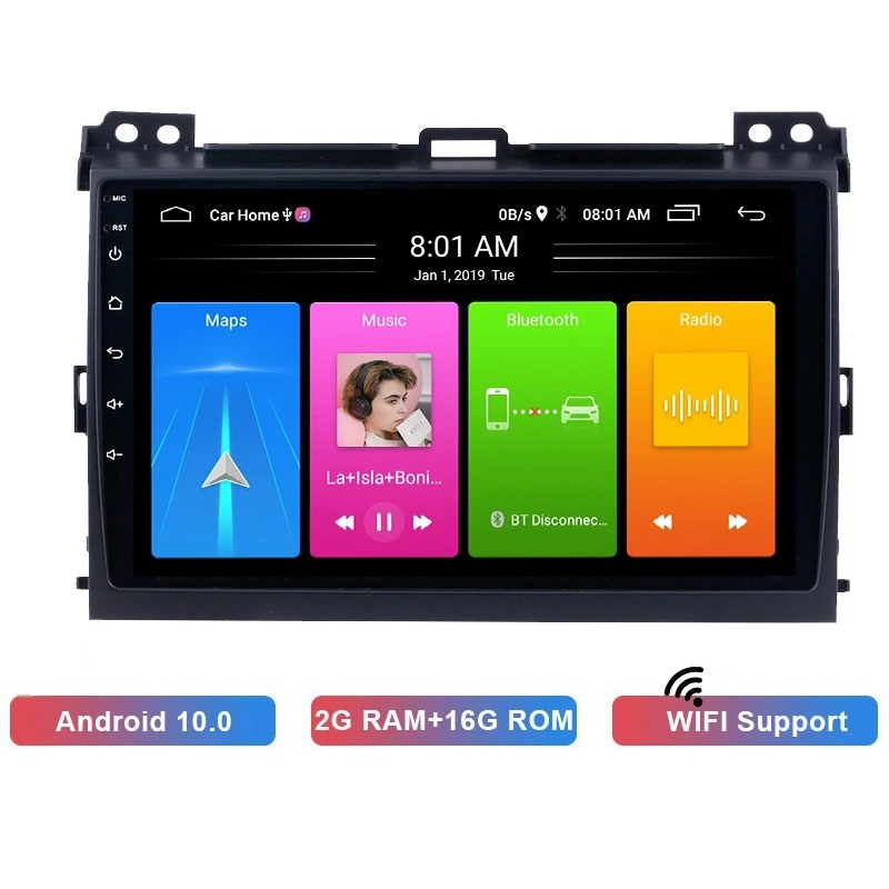 

9 Inch Android 10 HD Car MP5 Player Stereo Radio 2+16GB Wifi Bluetooth GPS Navigation for Toyota Prado 2004-2009
