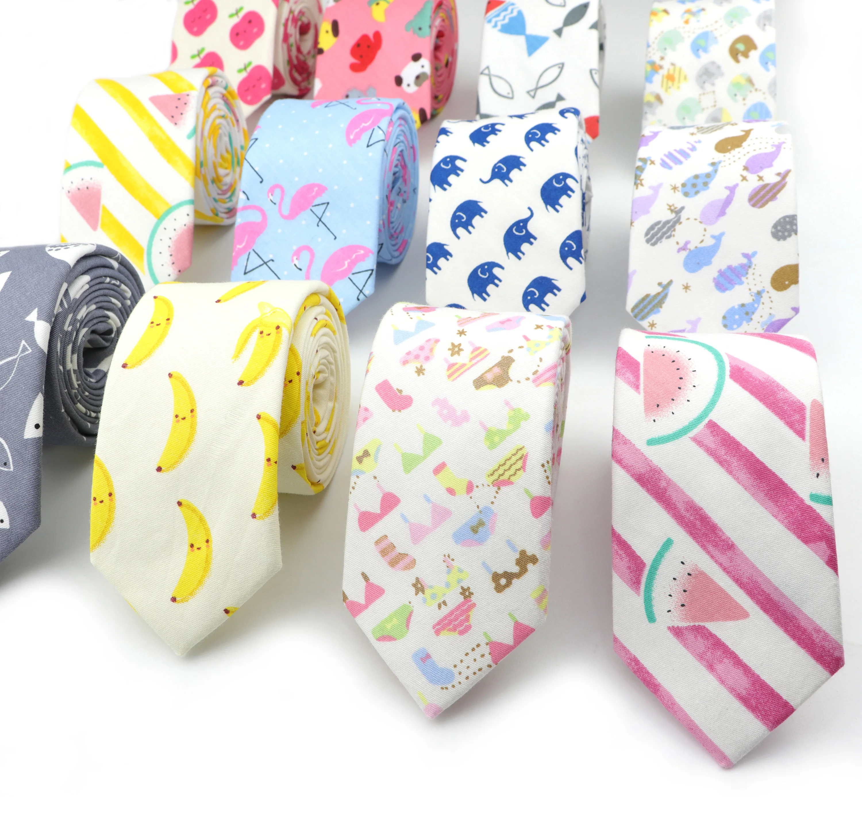 Повседневный мужской галстук с цветочным рисунком животного из мультфильма для