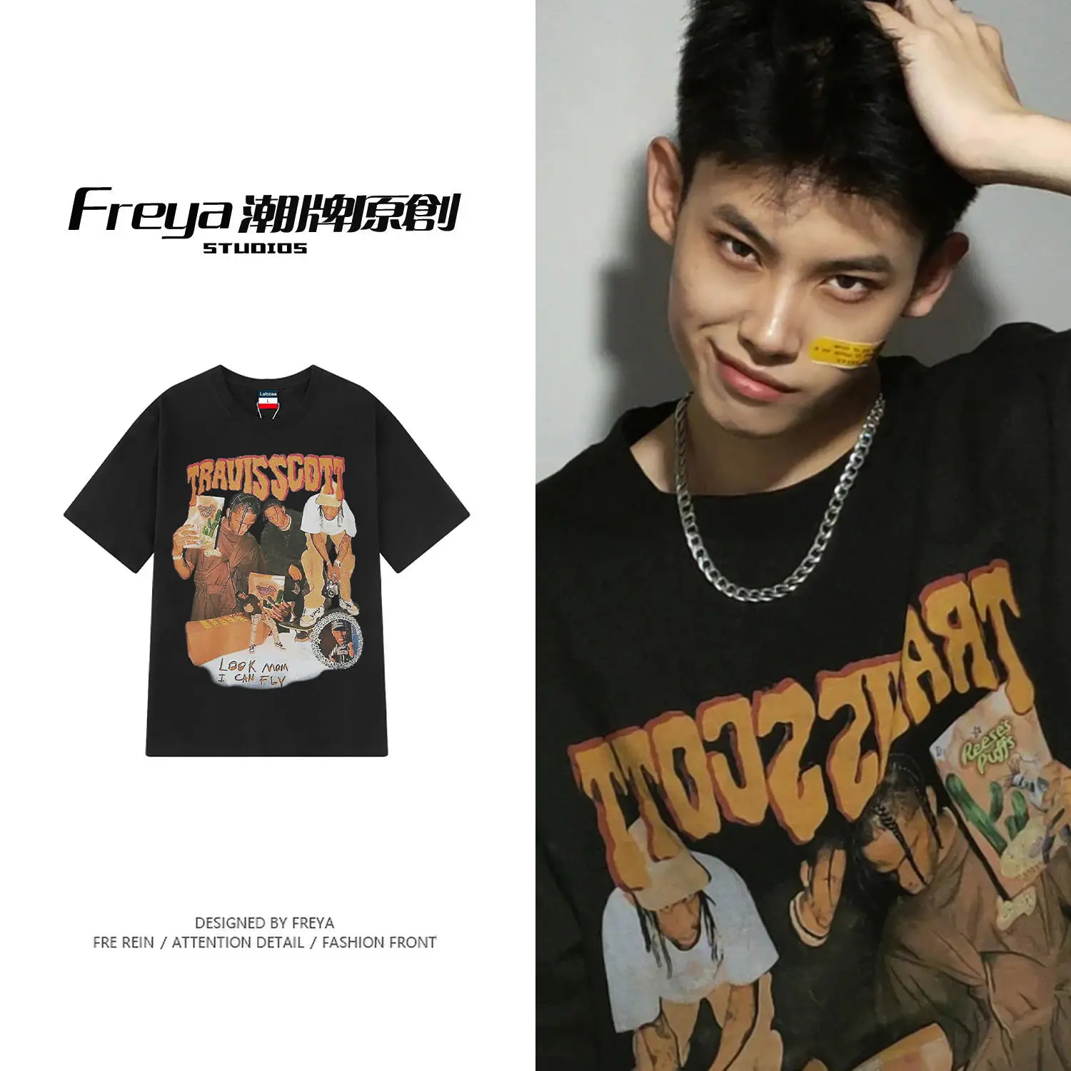 

100% heavyweight Cotton Street hip hop short sleeve t-shirt men's and women's 2021 summer fashion brand couple high street top