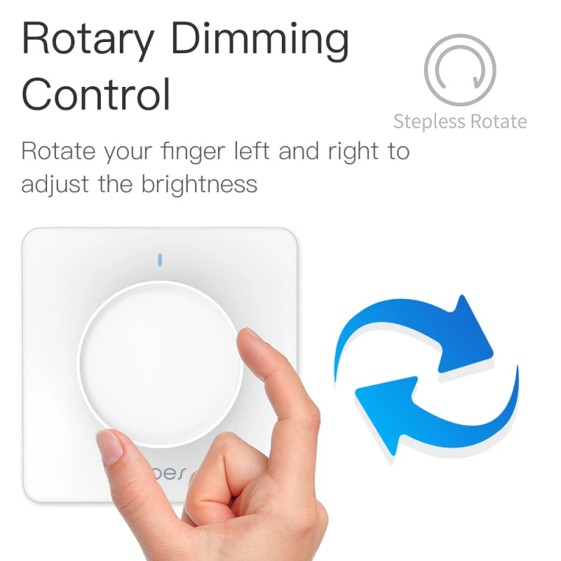 

Tuya EU WiFi Switch Smart Rotary Light Dimmer Switch Works With Alexa Google Home 100-240V Tuya Smart Life APP Remote Control