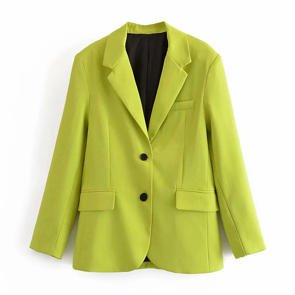 

ZA 2021 spring and autumn new fashion solid color jacket loose single-breasted women's suit jacket long-sleeved blazer
