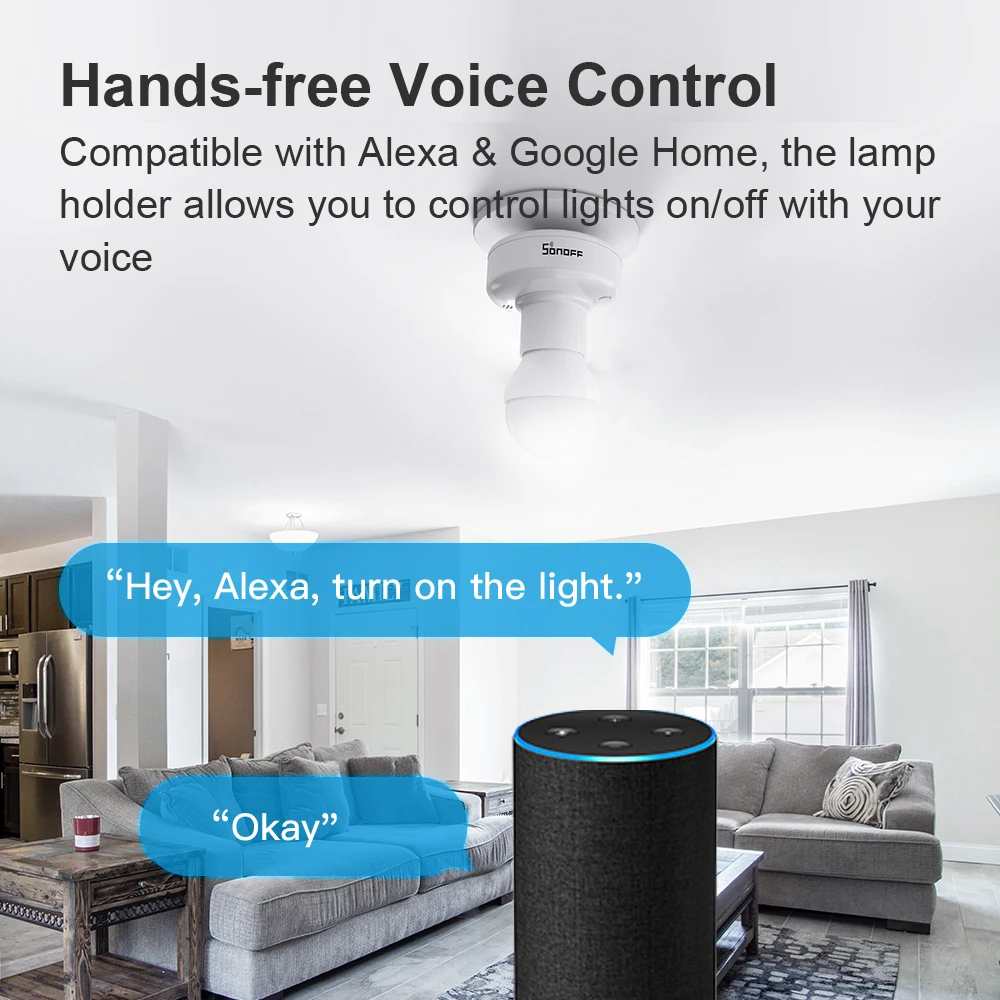 5 шт. беспроводной светодиодный смарт переключатель Sonoff Slampher R2 E27 433 МГц с