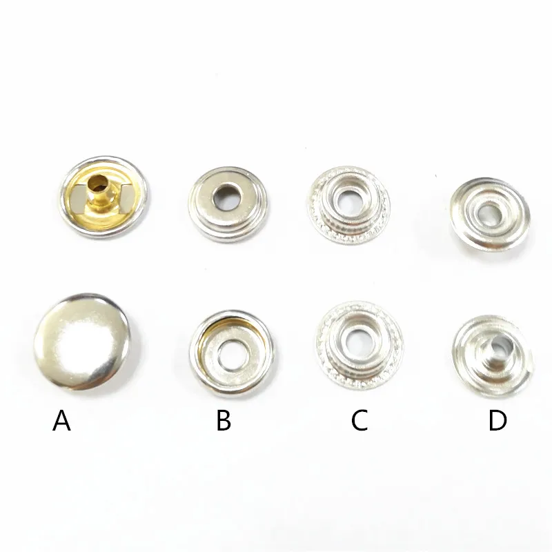 Латунная кнопка застежка содержит 4 части для одежды и сумок с пружинным