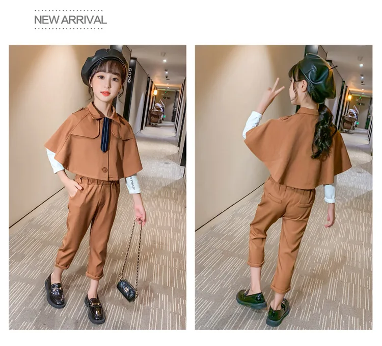 

2pcs Baby Girl Fashion Trends Kids Shawl Set Teenage Girls Clothing Kids Clothes 8 Years Big Girl Clothes Girls Sets Clothing