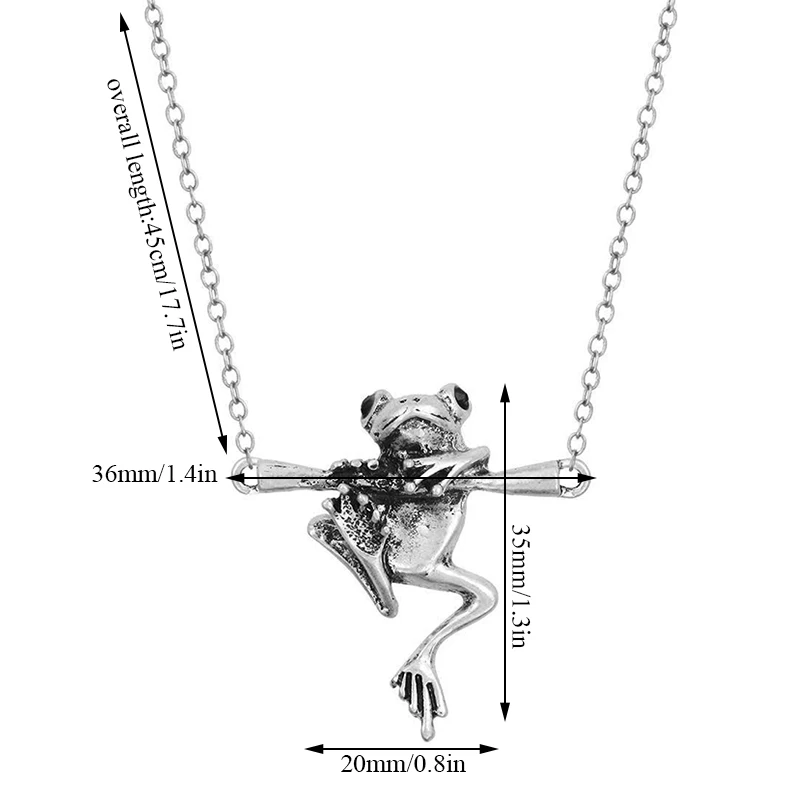 

3D Animals Frog Necklace Cute Animal Vintage Pendant for Women Men Punk Frog Chain Necklaces Statement Jewelry Gifts