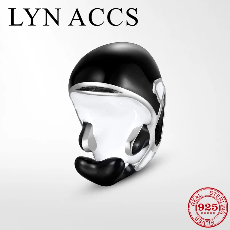 Женские черные бусины из серебра 100% пробы шармы-подвески для браслетов |