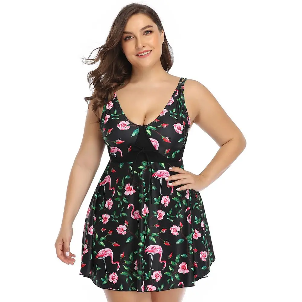 Женский купальник большого размера танкини из двух частей с лямкой на шее майка