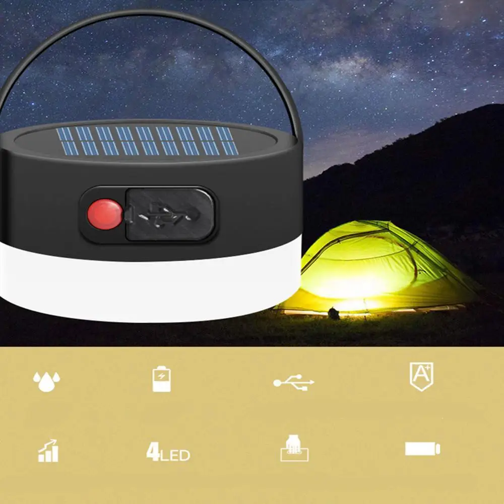 

5V 0.3W 300lm LED Waterproof 4 Modes Dimming Rechargeable Solar Camping Lamp