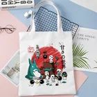 МИЛЫЙ Тоторо с партнерами, Холщовая Сумка-тоут для покупок с принтом, в стиле Харадзюку, эстетичная многоразовая сумка-шоппер, сумка через плечо, сумка