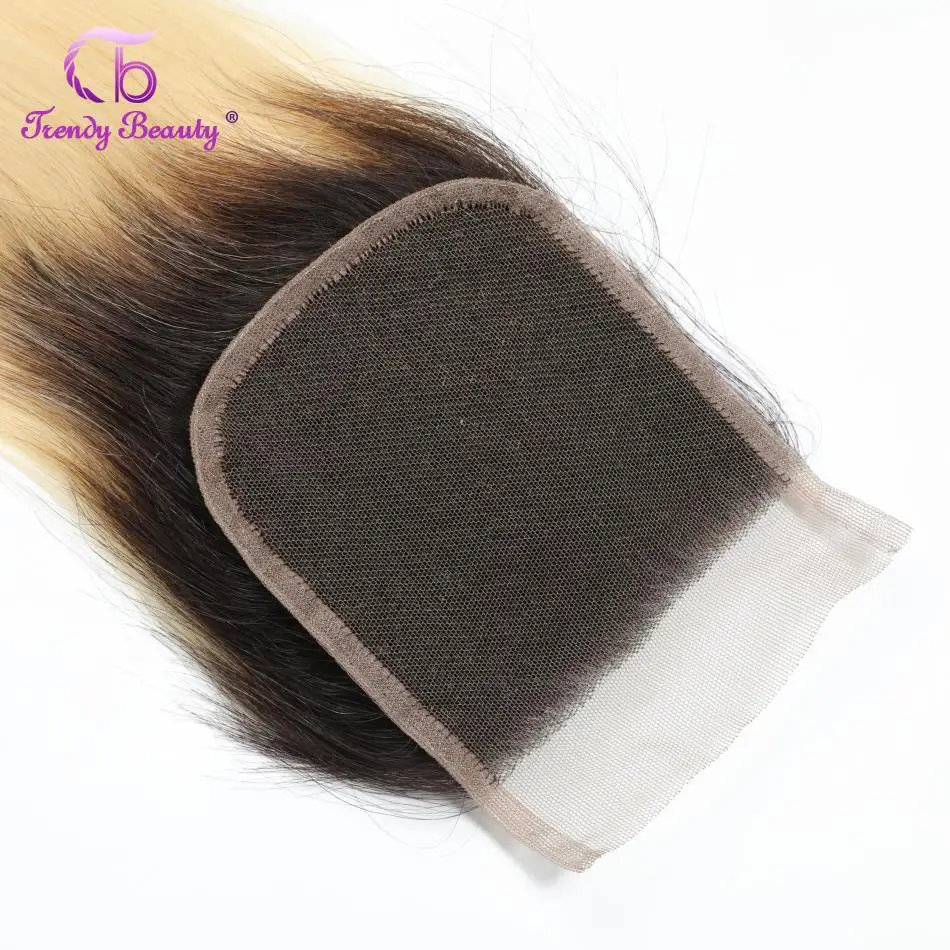 Модные красивые 1B/613 блонд бразильские Прямые Омбре пучки с закрытием Remy