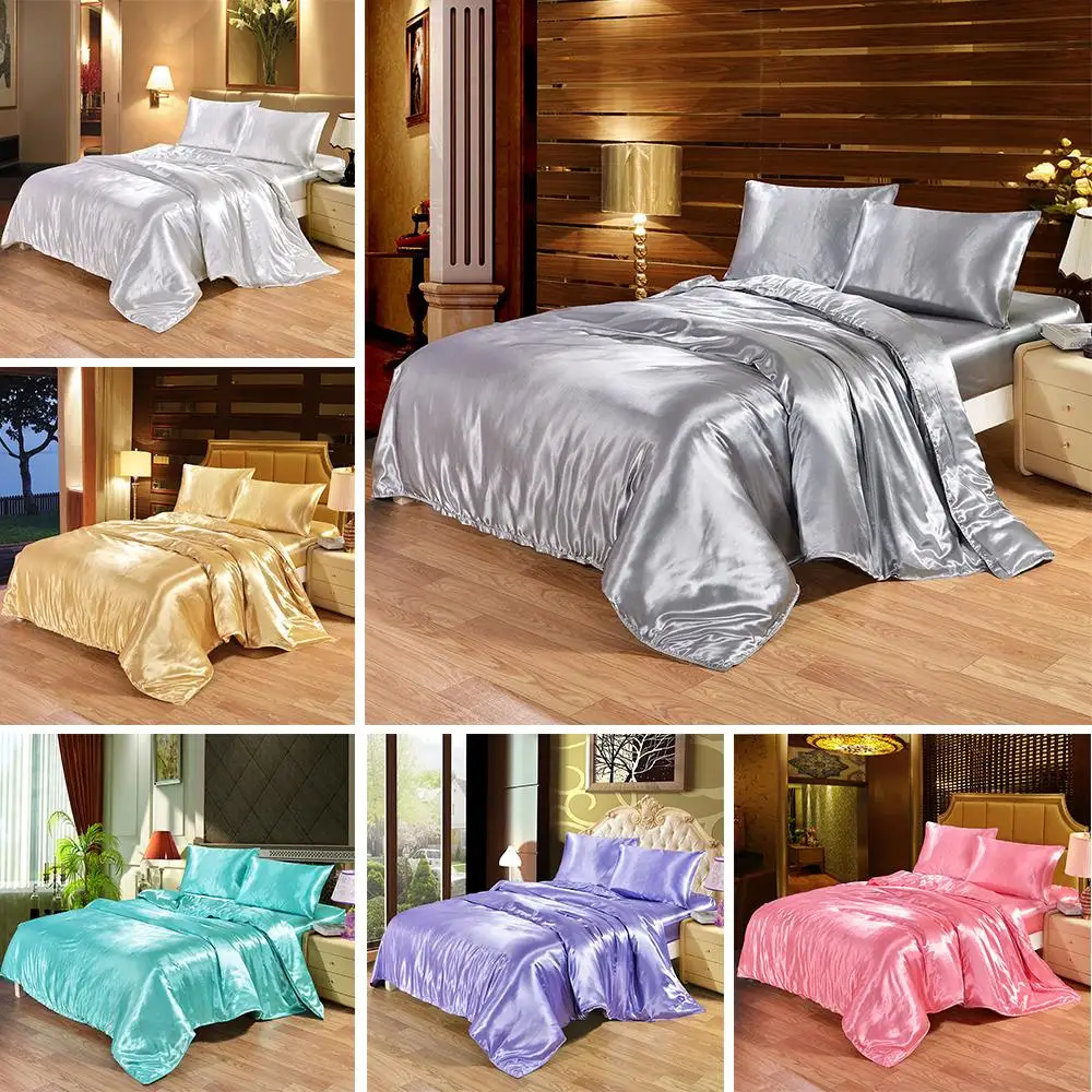 

30 Bedding Set Satin Silk Duvet Cover Pillowcase Bed Sheet Comforter Bedding Sets Twin Single Queen King Size Bed Set