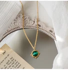 Фантастическая Женская бижутерия 2021, блестящие ожерелья с зеленым агатом для женщин, цепочка из нержавеющей стали, чокер, золотые ожерелья 18 К