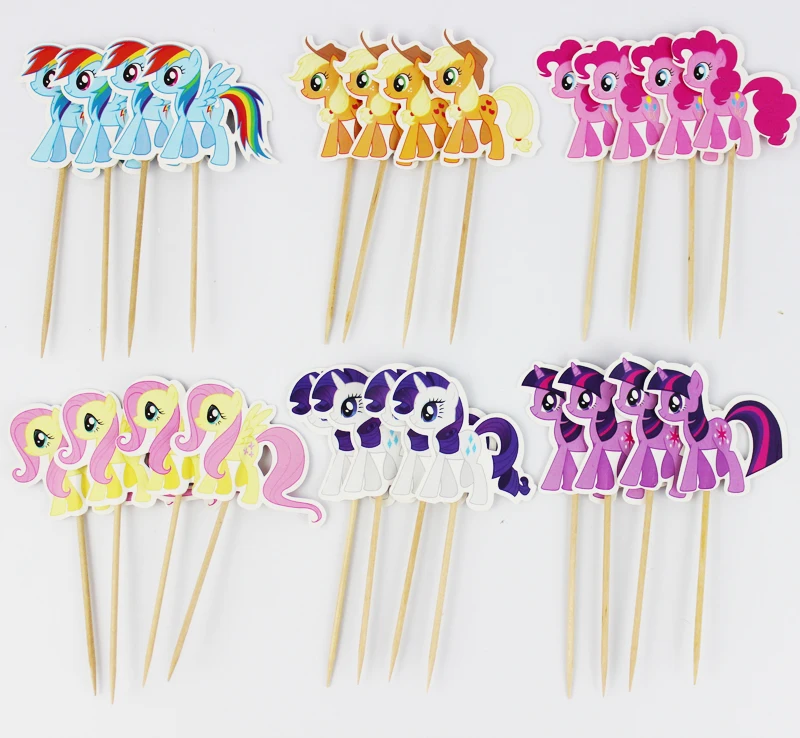 

24Pcs/lot My little pony Cupcake Topper Picks Birthday Wedding Party Decorations Kids Party Favors Party Decoration