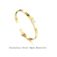 2021 new popular love stainless steel opening bracelet custom birthday gift factory direct supply