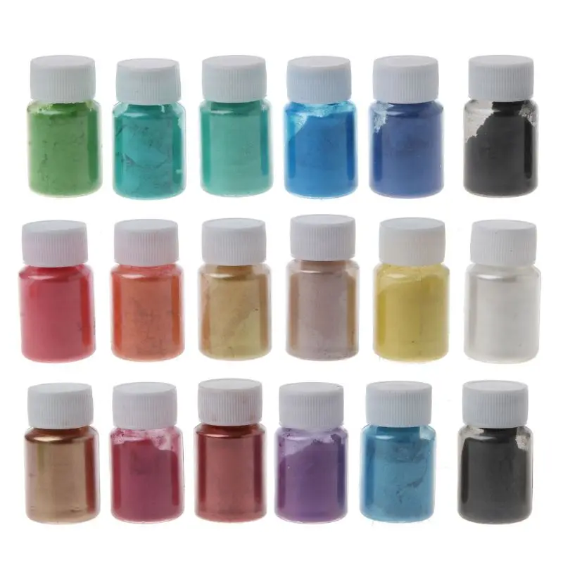 

18Color Cosmetic Grade Pearlescent Mica Powder Soap Makeup Art Colorant Epoxy Resin Dye Pearl Pigment Jewelry Making 10g HX6F