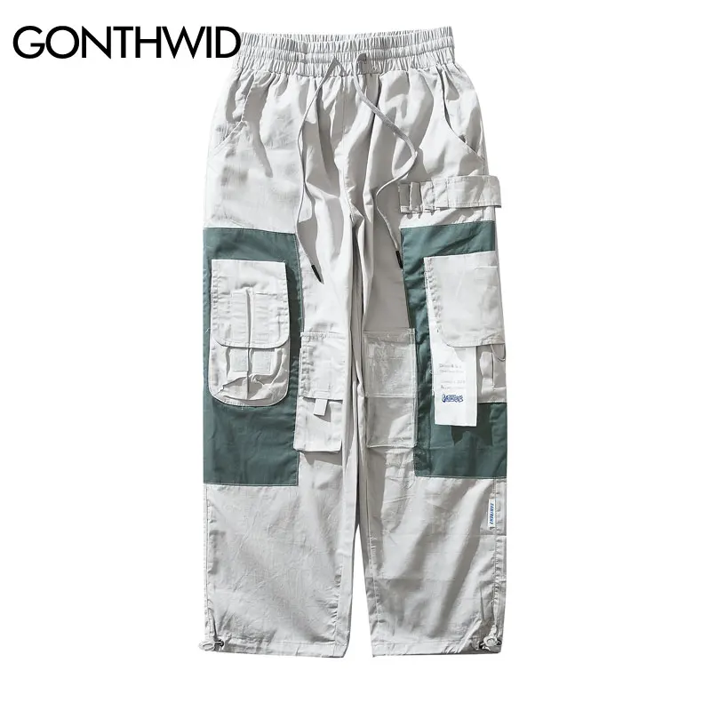 GONTHWID много карманов цветной блок пэчворк джоггеры брюки-шаровары уличная одежда