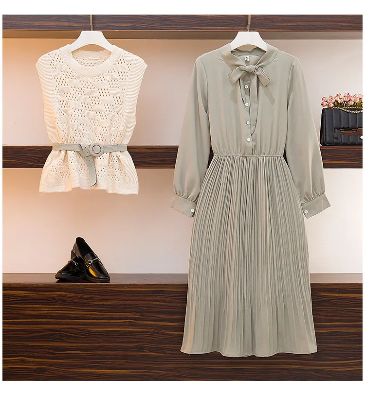 Женский трикотажный комплект из двух предметов HAMALIEL шифоновое плиссированное