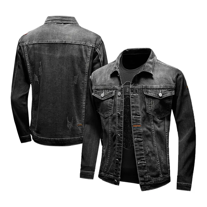 

border Cross 2020 new cashmere denim men's winter warm denim jacket men's Plush denim jacket men