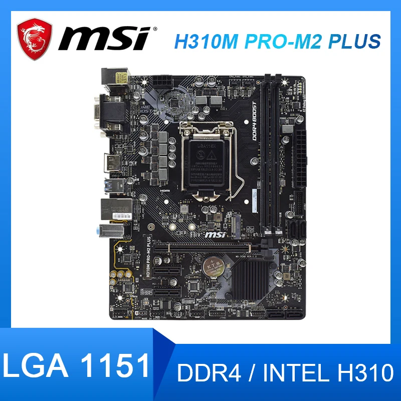 

MSI H310M PRO-M2 PLUS LGA 1151 Motherboard DDR4 Motherboard LGA 1151 Intel H310 32GB USB3.1PCI-E 3.0 Micro ATX Core i5-9600 cpus