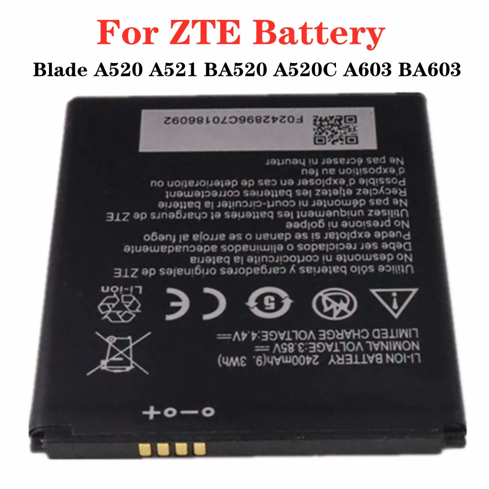 

High Quality Li3824T44P4h716043 For ZTE Blade ZTE Blade A520 A521 BA520 A520C A603 BA603 2400mAh Phone Replacement Battery