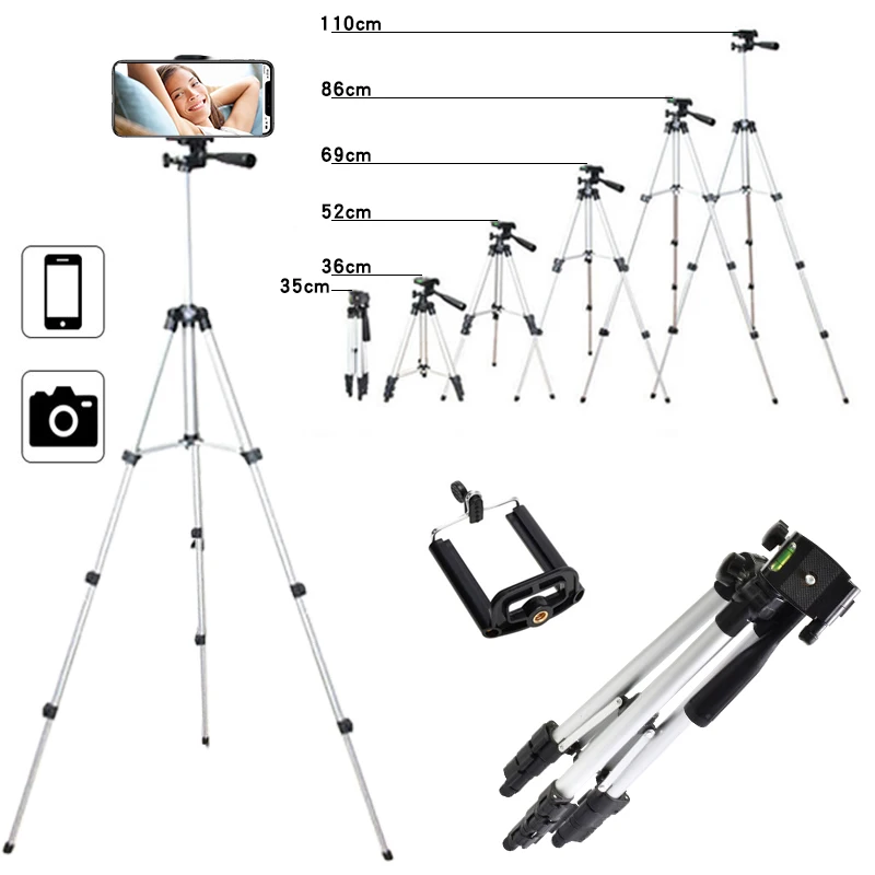 

Phone Tripod 110cm Lightweight Travel Tripod for Selfie Ring Light LED Lamp /GOPRO/Camera