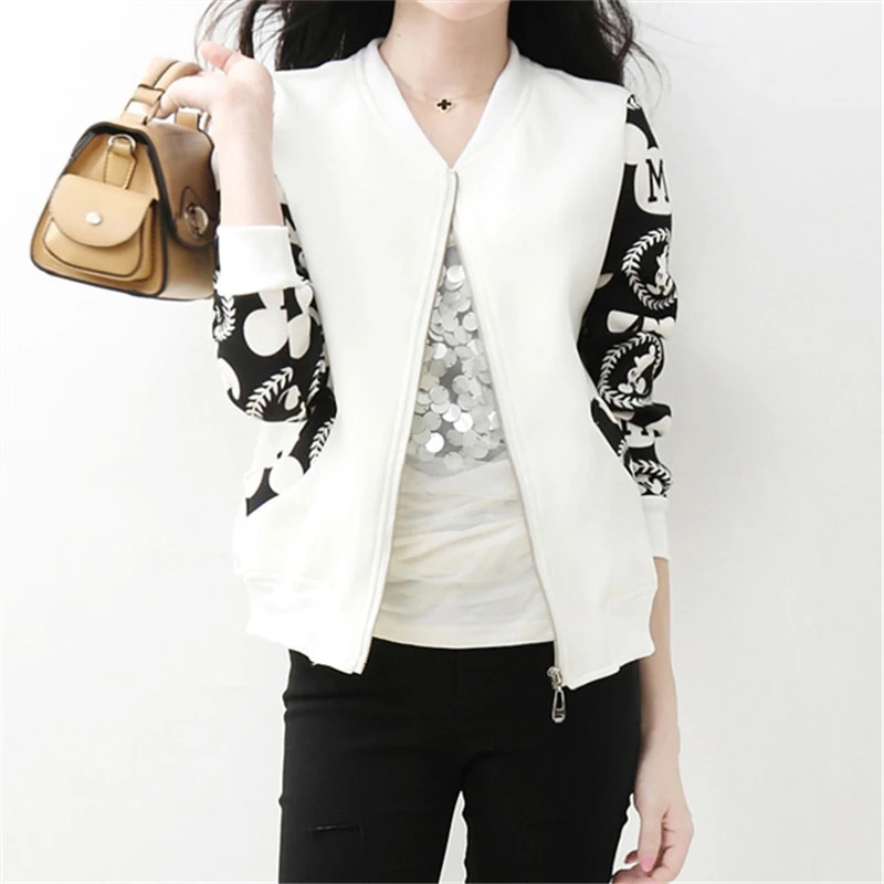 Куртка-бомбер женская с принтом модная базовая короткая куртка на молнии в стиле