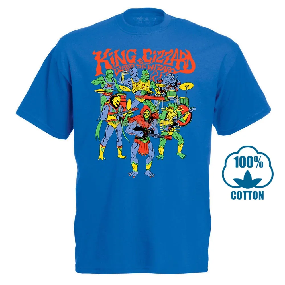Синий Черные мужские футболки с принтом «King Gizzard And The Lizard Wizard»; одежда - Цвет: Синий