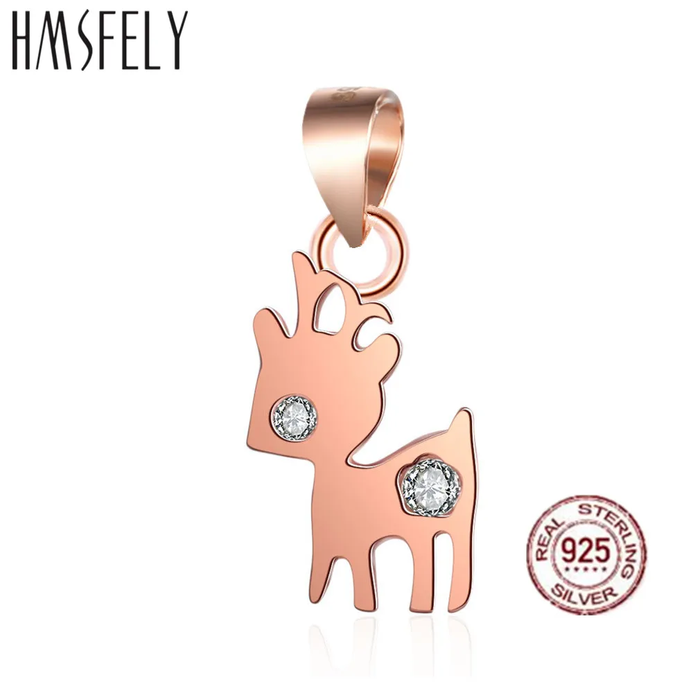 HMSFELY Real 925 Sterling Silver Little Deer Pendant DIY Charm Bracelets Jewelry Necklace Findings For Women Girl Chrismas Gift | Украшения
