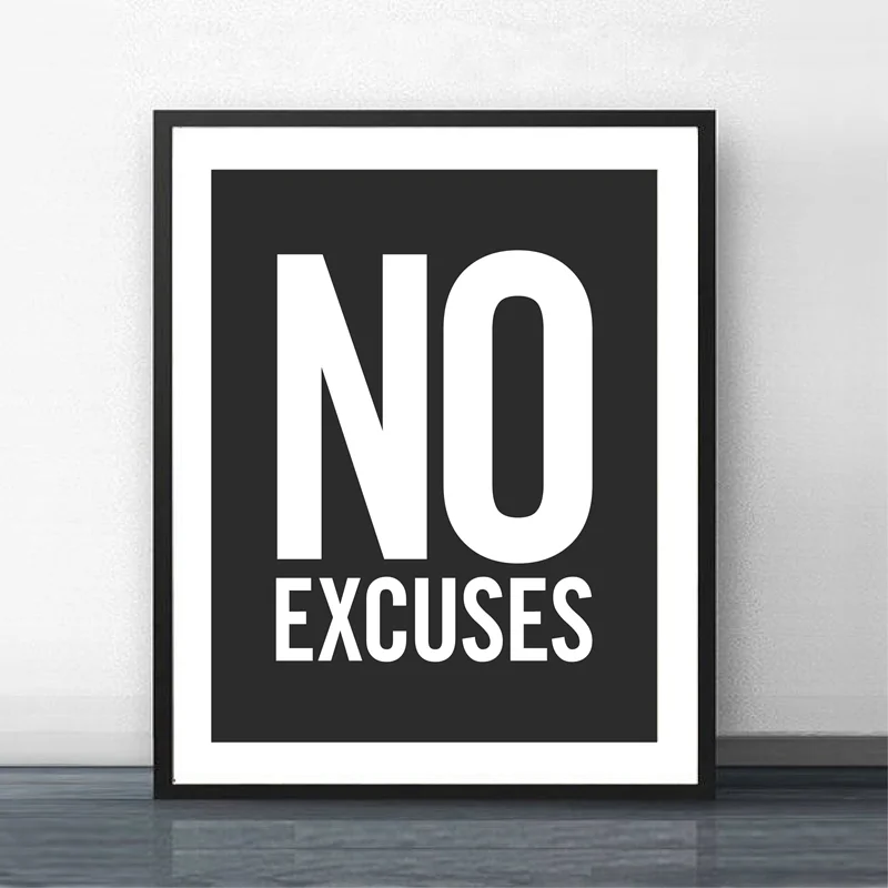 

Modern Canvas Painting No Excuses Inspirational Quote Fitness Poster Gym Wall Decor Motivational Art Typography