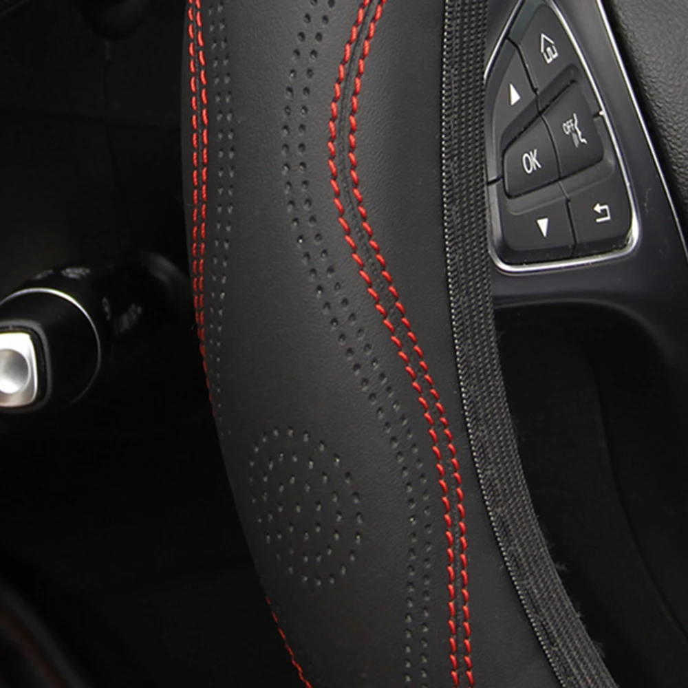 

PU LeaPopr Car Steering Wheel Cover For 15"/37-38CM Replacement Accessories