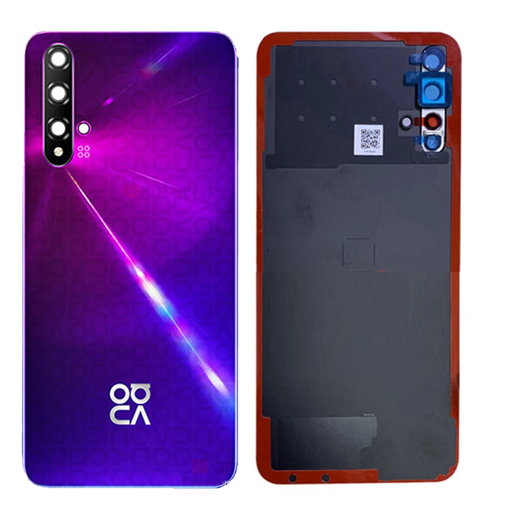 

Original For 6.26" Huawei Nova 5T YAL-L21 3D Glass Back Battery Cover Housing + Camera Metal Frame + Lens + Flash + Sticker