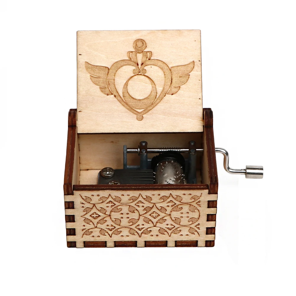 Деревянная резьба розовая музыкальная шкатулка Сейлор Мун гравированная