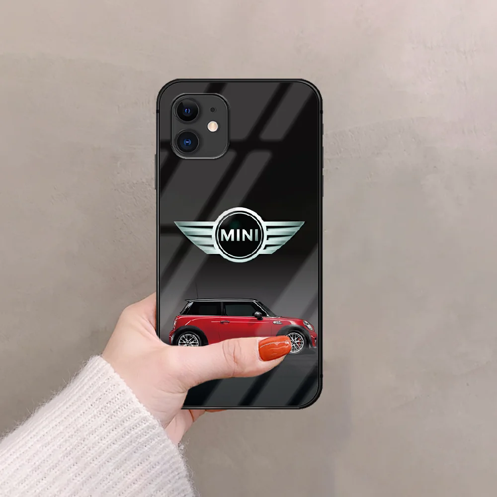 

Mini Cooper Car Phone Tempered Glass Case Cover For IPhone 5 6 7 8 S Plus X Xr Xs 11 12 Pro Max Se 2020 Mini Bumper Etui Phone