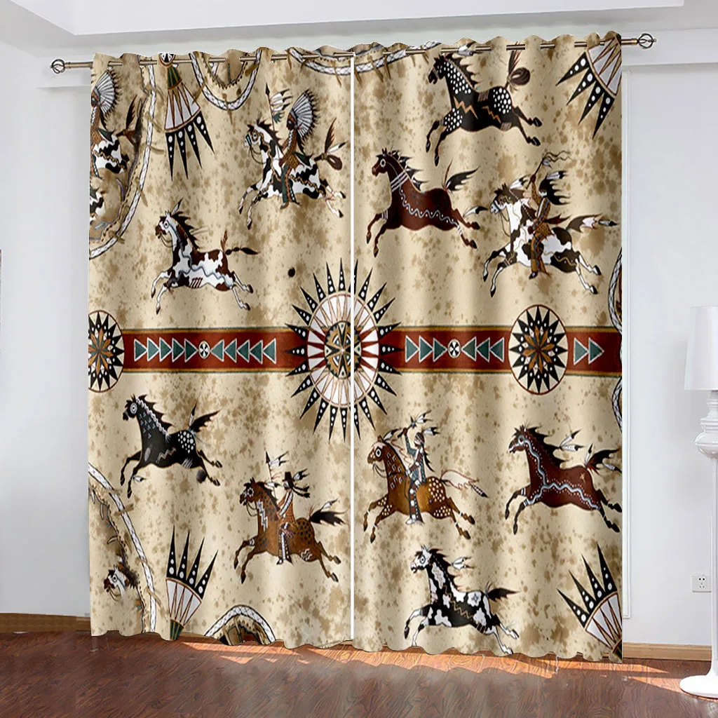 

3D Printing Vintage Animal World Print Print Bedroom Living Room Shading Custom Curtain Set Bedroom with Hook Accessories