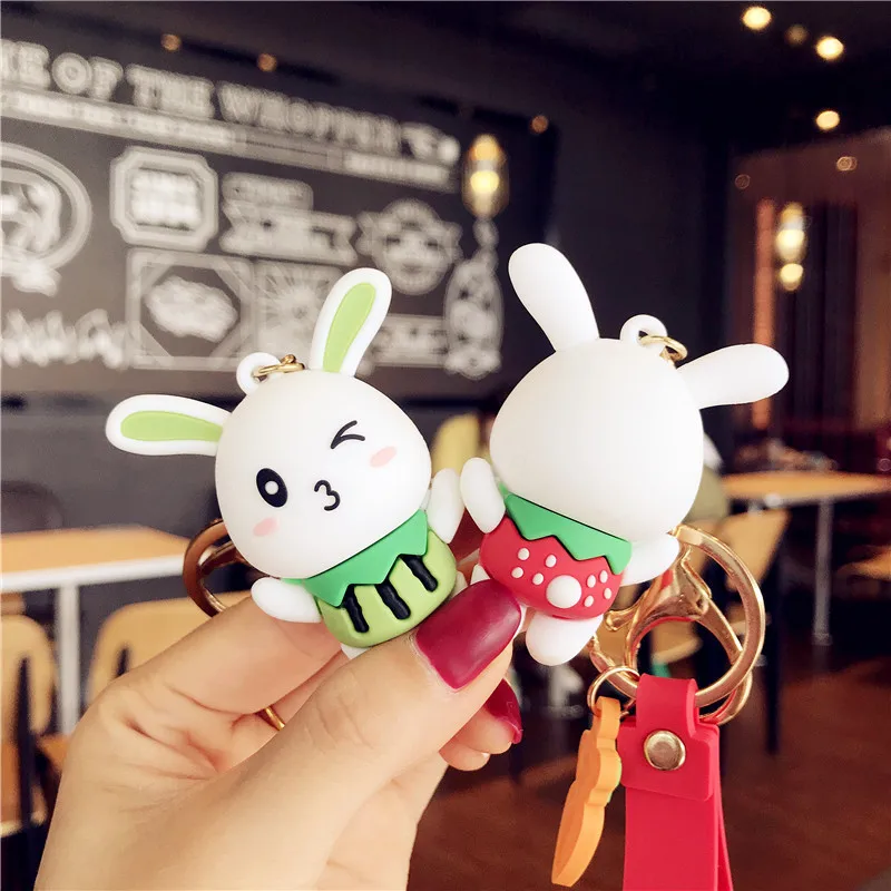 

Rabbit Korean Cartoon Keychain Cute And Exquisite Pvc Cartoon Doll Key Chain Hanging Decoration Keyring Accessories 2020