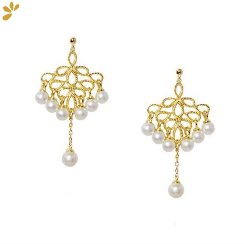 

S925 Silver Gold Plated Chinese Knot Shell Pearl Stud Earrings For Women Hollow-out Craft Gorgeous Trendy Earring Fine Jewelry