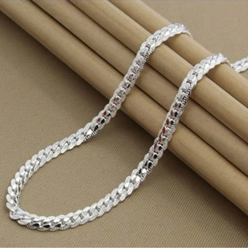 

1Pc Golden Silver Full Sideways Necklace 18/20/24 Inch Chain For Woman Men Fashion Wedding Engagement Jewelry
