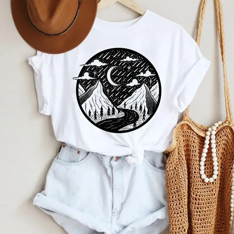 

Women Fashion Night Peace Beautiful Cute Ladies Cartoon Summer Lady Print Tee Graphic T Top Female Tshirts Clothes T-Shirt