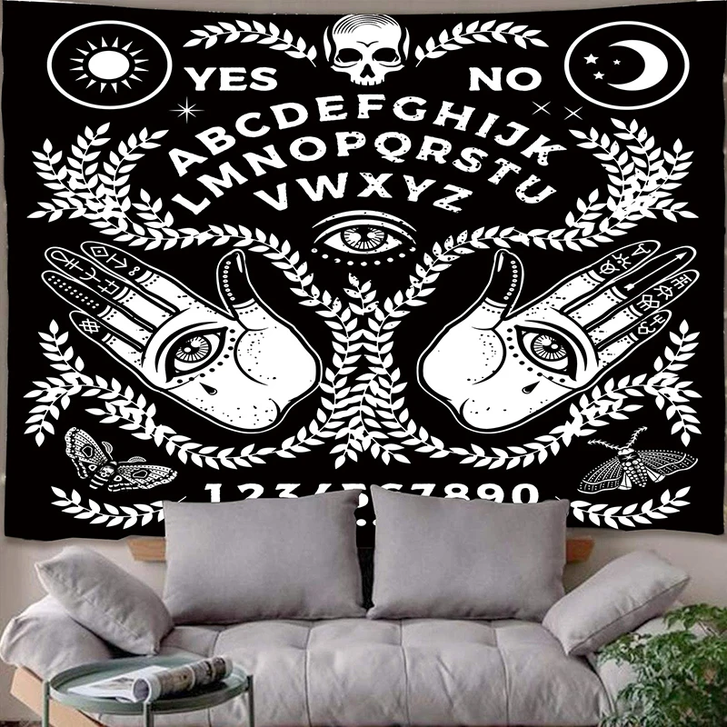 

Tarot Card Divination Wizard Tapestry Hanging Cloth Skull Wall Hanging Living Room Bedroom Background Wall Tapestry Cloth Black