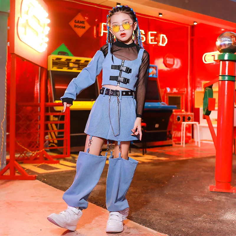 

New Children'S Modern Dance Performance Clothes Kids Fashion Long Sleeve Hip Hop Suit Girls Jazz Dance Festival Outfits