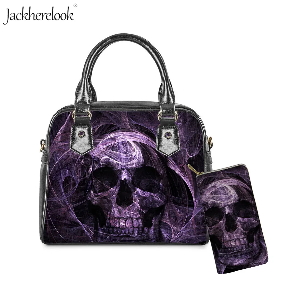 

Jackherelook Готический мешок для женщин, женская роскошная сумка с рисунком черепа, женские дизайнерские сумки через плечо, дорожные сумки через...