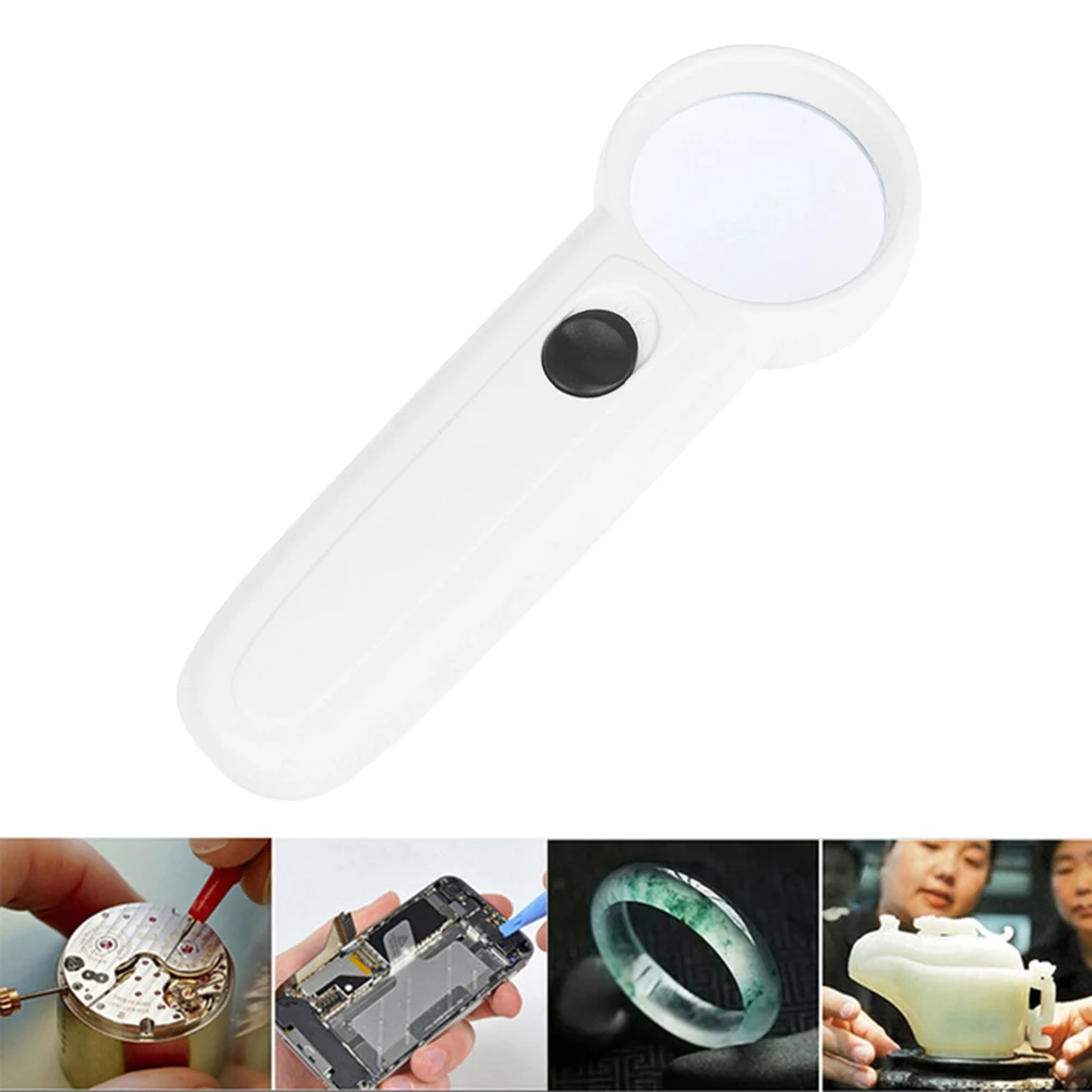 

Handheld 15X Magnifier with 2 LED Light Portable Magnifying Glasses Senior Aid Reading Loupe Optical Instrument
