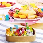 10 шт. милые палочки бэнто для детей вилка для фруктов в виде животных десерт еда фрукты вилки для ланча аксессуары для бенто (цветживотное случайный цвет)