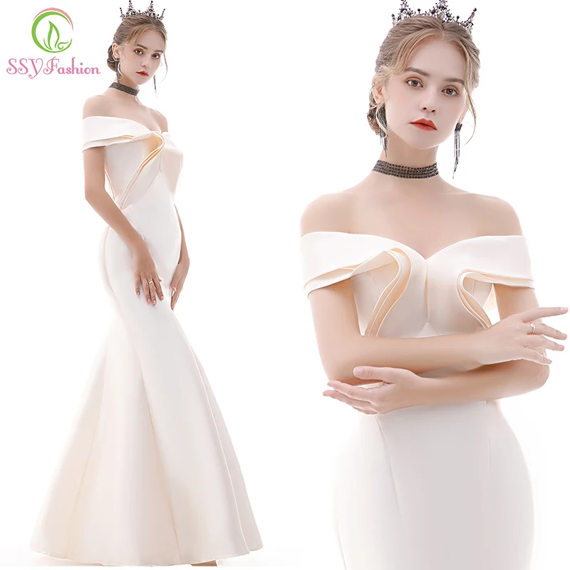 Женское вечернее платье Русалка SSYFashion простой сатин зауженное банкетное длиной