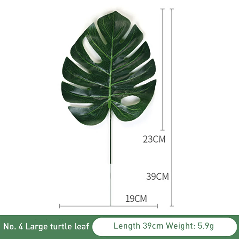 green Leaf 23cm Пластиковые искусственные листья GreenTropical Пальмовые Листья моделирование лист для вечерние для дома садовые украшения DIY - Цвет: green Leaf 23cm