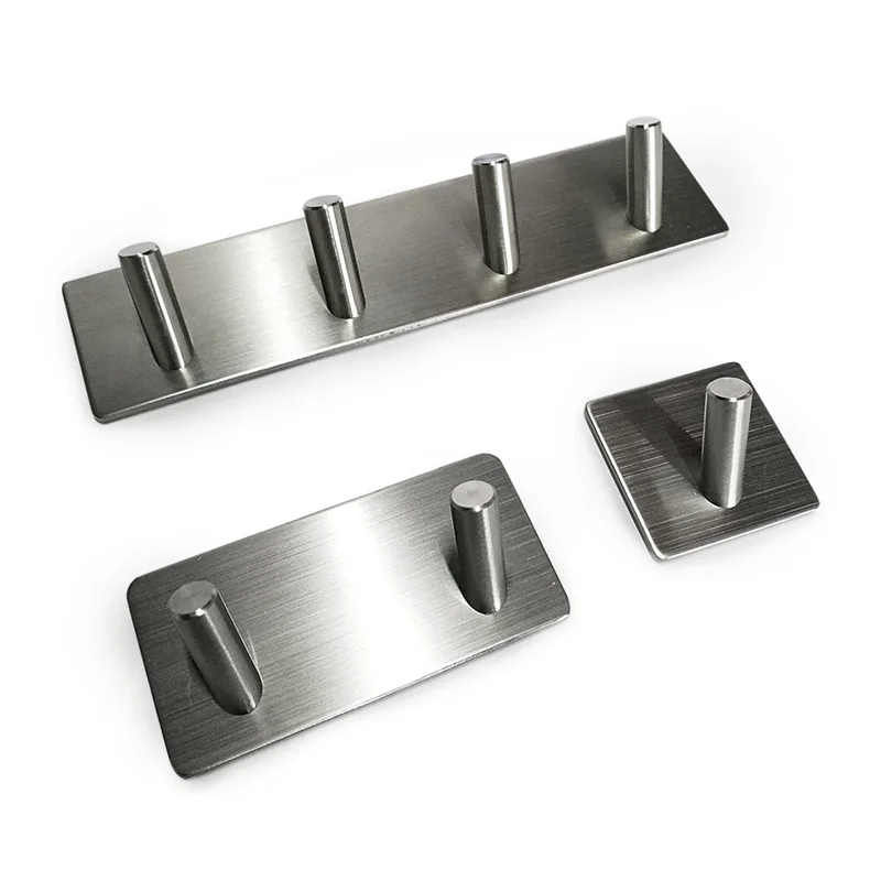 

Q40 NEYLEND 1/2/4hooks Stainless Steel Robe Hooks Punch-free Metal Door Wall Clothes Towel Hook Kitchen Bathroom Hardware