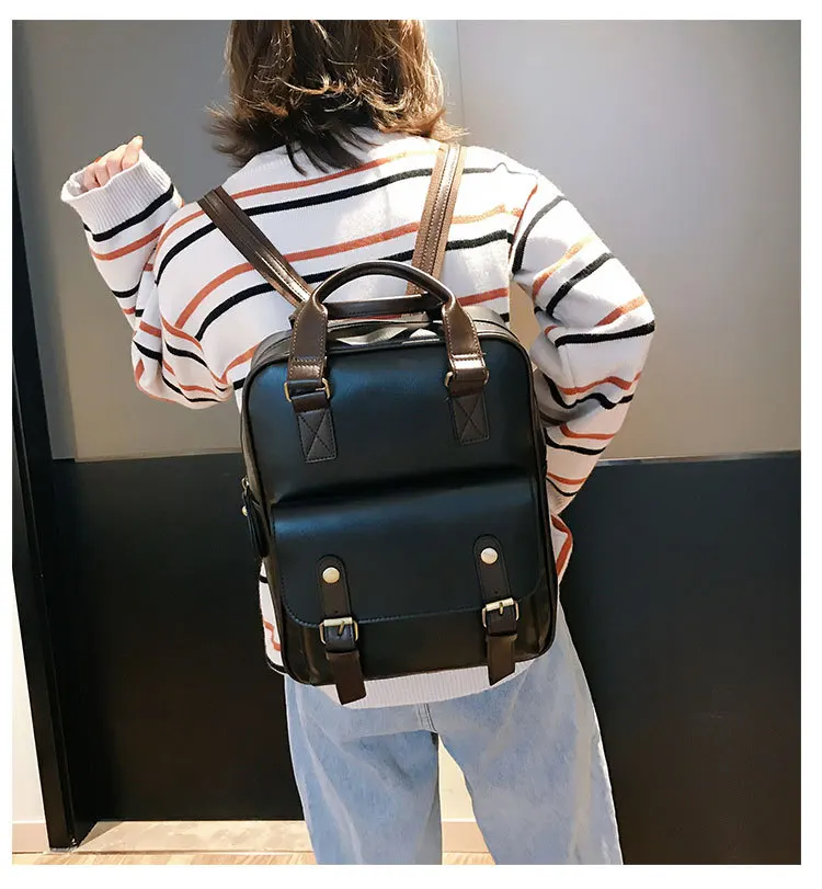 mochila feminina, школьные сумки с защитой от кражи, водонепроницаемые, для путешествий, для ноутбука, коричневый кожаный большой рюкзак для женщин, корейский дизайн