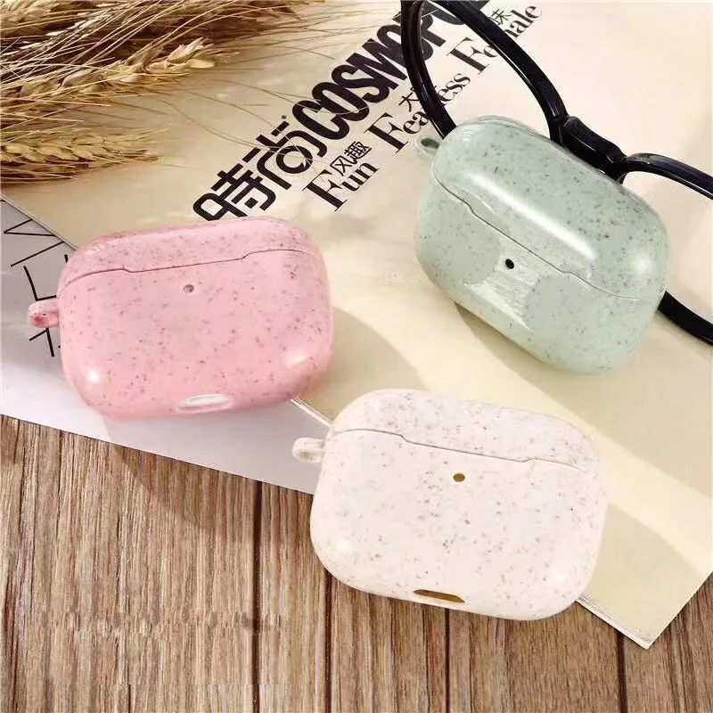 

Лидер продаж, Новый чехол для наушников из пшеничной соломы, дизайн Макарон, чехол для Airpods Pro, биоразлагаемый, экологически чистый силиконов...