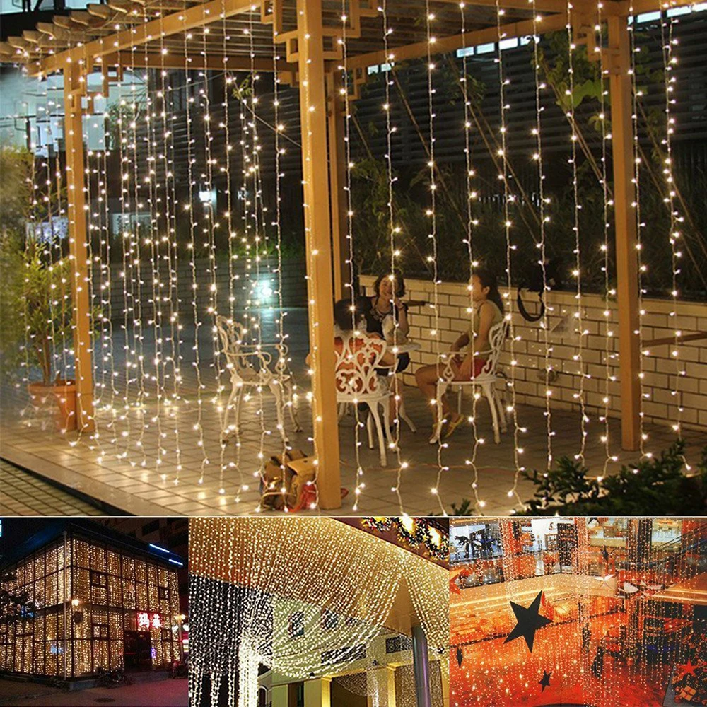 LED Christmas Light 220V EU Icicle waterfall Garland Fairy String Curtain Lights Outdoor For Party Wedding Bar New Year Decor